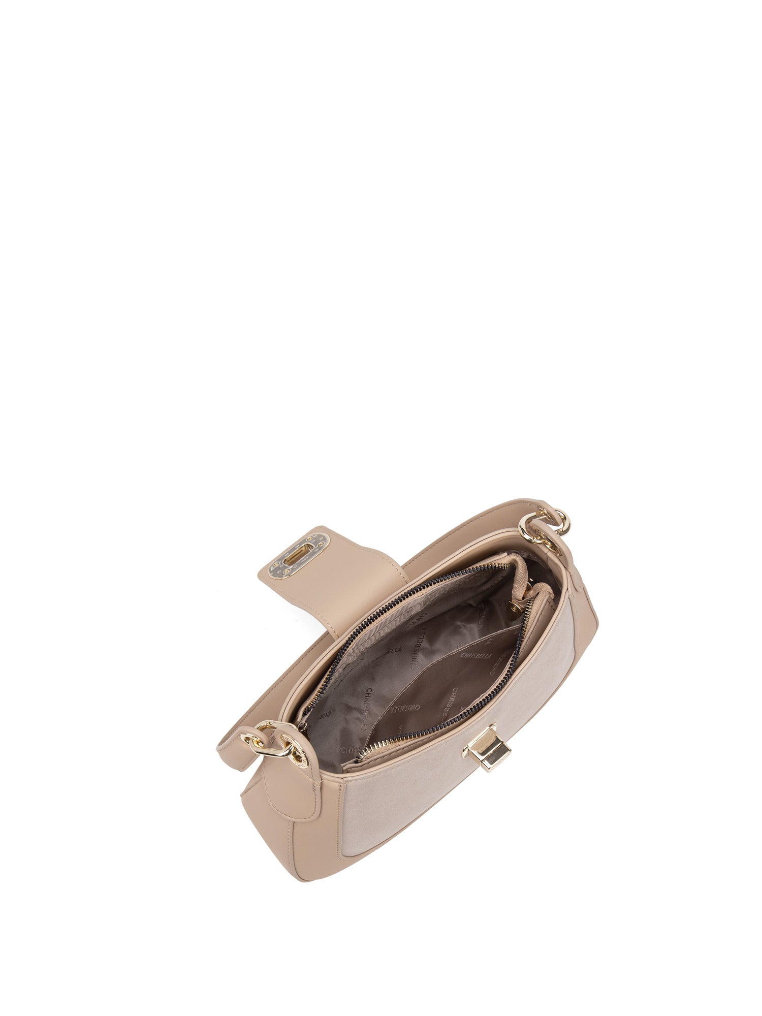 Borsa a Spalla in 100% Pu Vegan Leather Marrone Chiaro