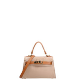 Borsa a mano da donna 100% vera pelle 07221-D05 TAUPE+D44 CUOIO Roberta Rossi