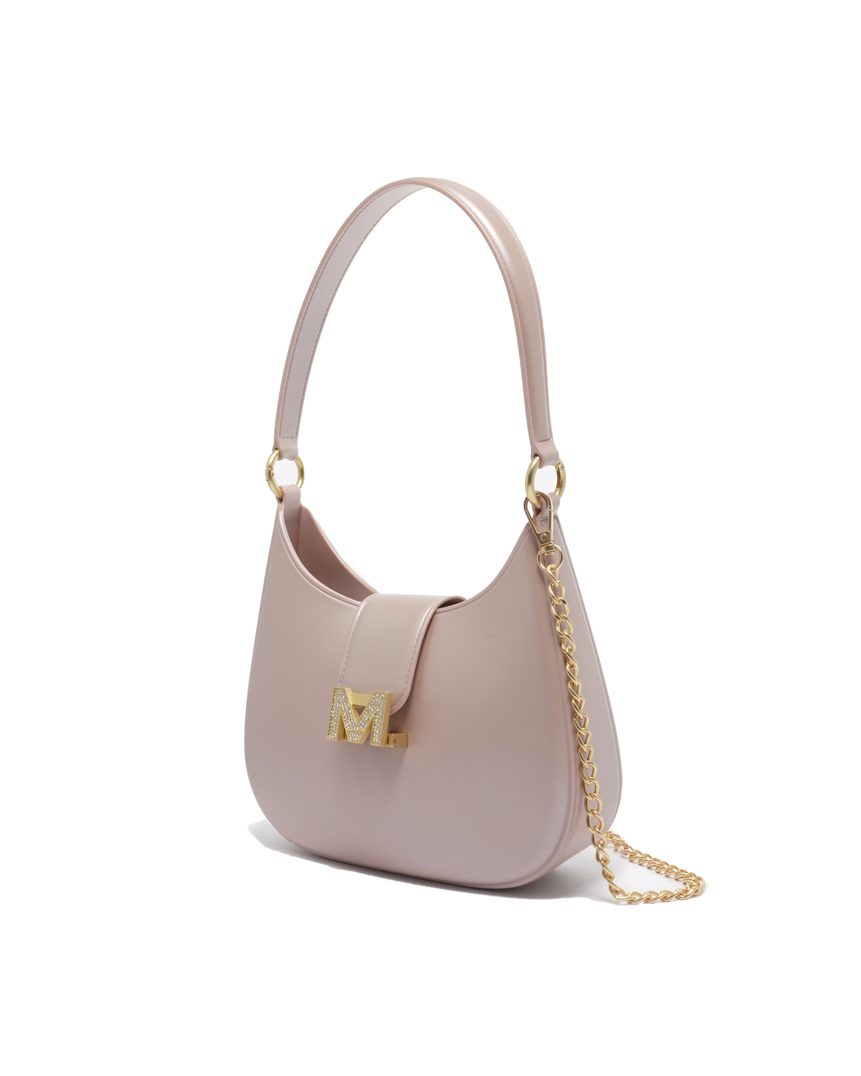 Borsa a spalla da donna 100% Pvc FLAT NEW YORK-NUDE + OFF GOLD Marc Ellis