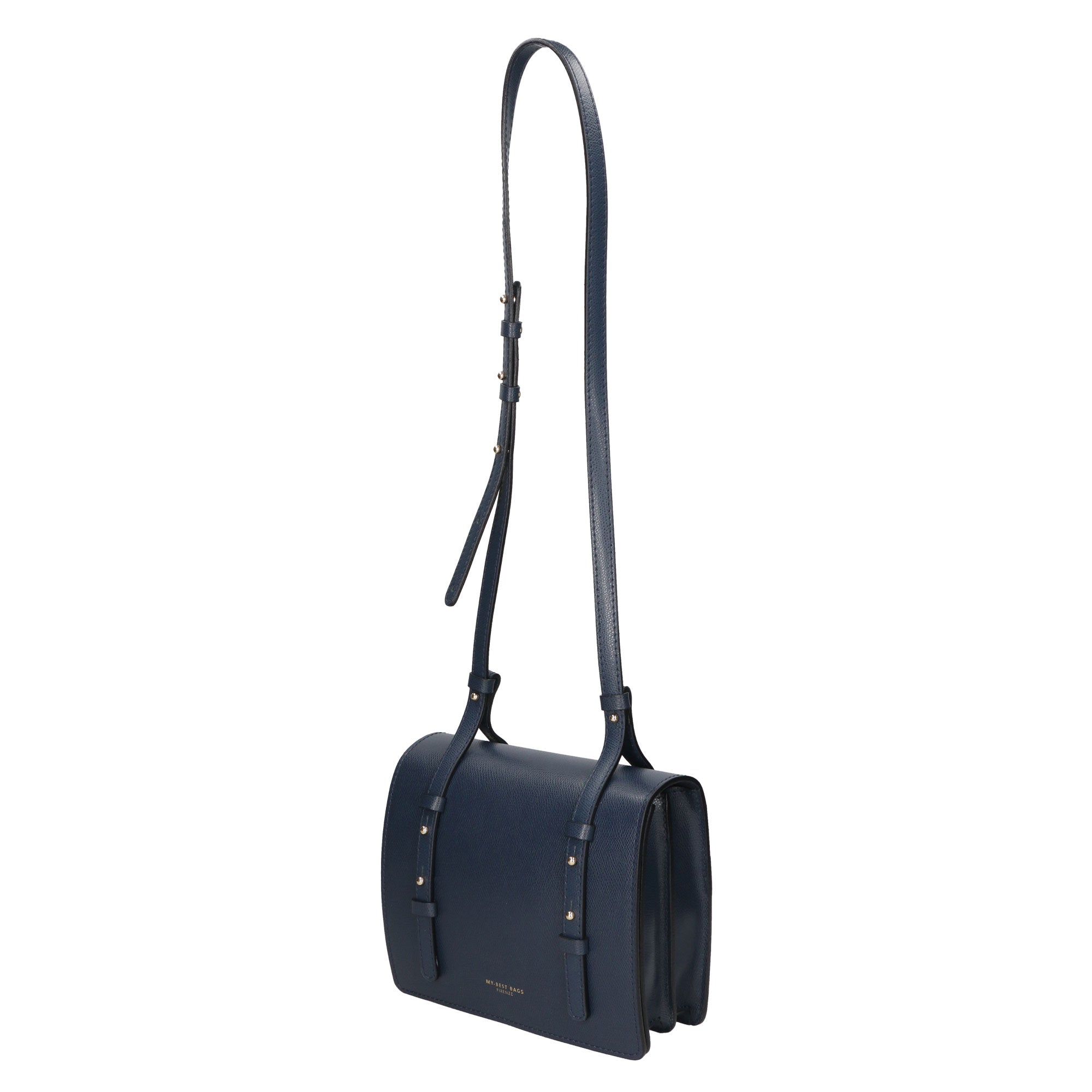 Borsa a tracolla da donna 100% pelle MYB-8003-FW-PL26 BLU NOTTE My Best Bag