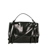 Vera pelle effetto serpente 03902-019 NERO Borsa a mano da donna Serpina Chiara Ferretti
