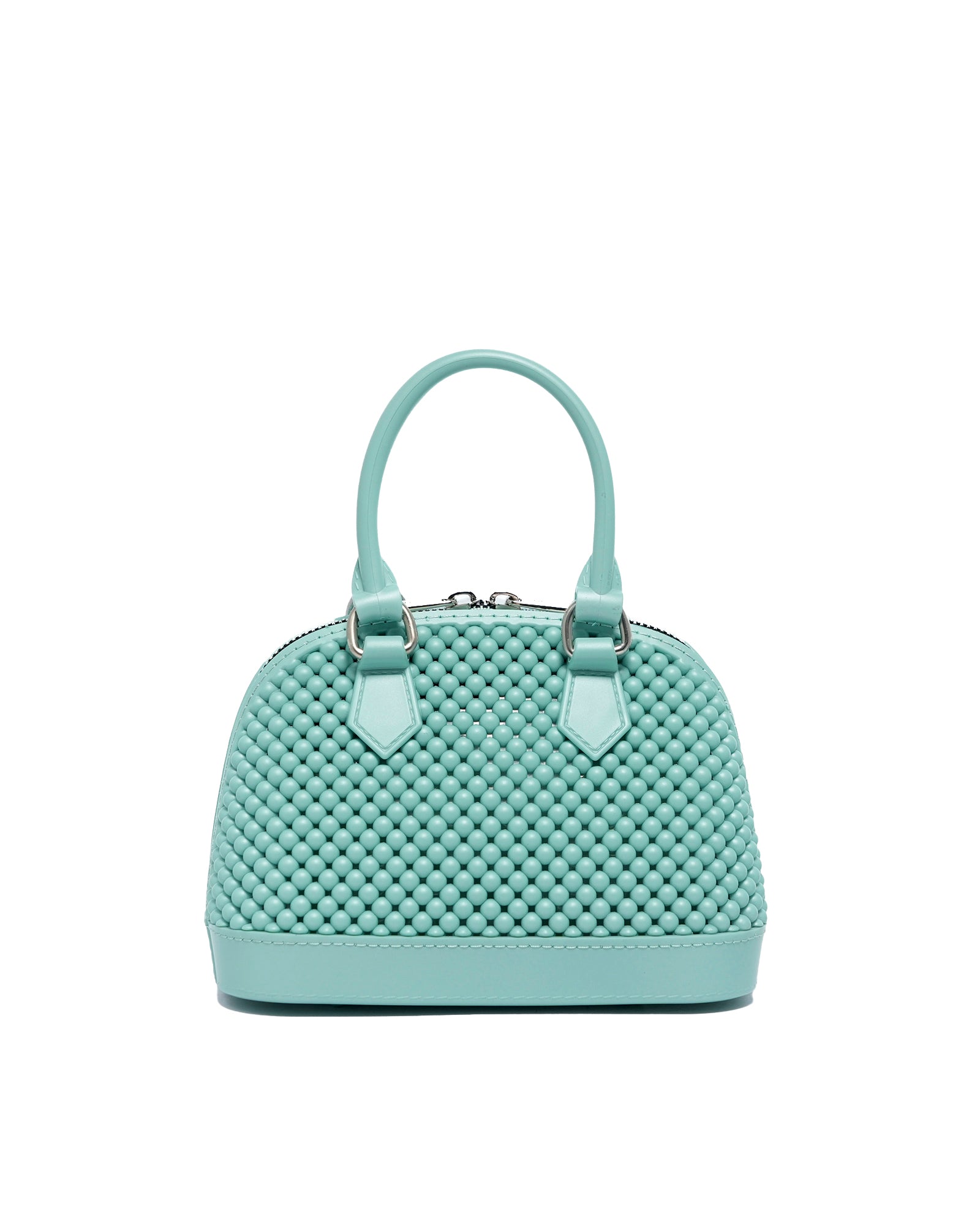 Borsa a mano da donna 100% Pvc FLAT XS BALL-VERDE ACQUA + SILVER Marc Ellis