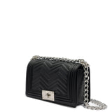 Borsa a mano da donna 100% PVC FLAT S MANHATTAN-BLACK + SILVER Marc Ellis