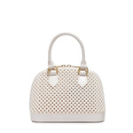 Borsa a mano da donna 100% Pvc FLAT XS BALL-OFF BLANC + OFF GOLD Marc Ellis
