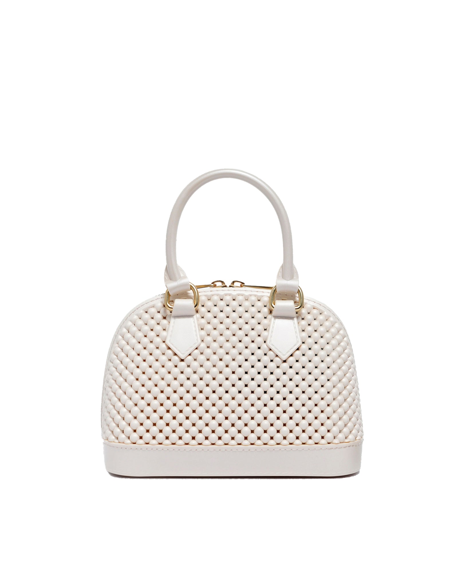 Borsa a mano da donna 100% Pvc FLAT XS BALL-OFF BLANC + OFF GOLD Marc Ellis