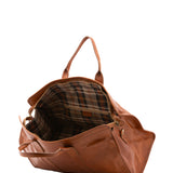 Borsa da viaggio unisex in vera pelle 100% cotone 4091-MIELE Alessia Firenze