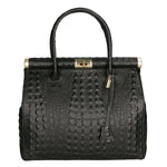 Deborah Borsa a mano da donna Pelle Croco Stampata 7727-C28 NERO Gave Lux