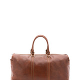 Borsa da viaggio unisex vera pelle 100% cotone 4546-MARRONE Alessia Firenze