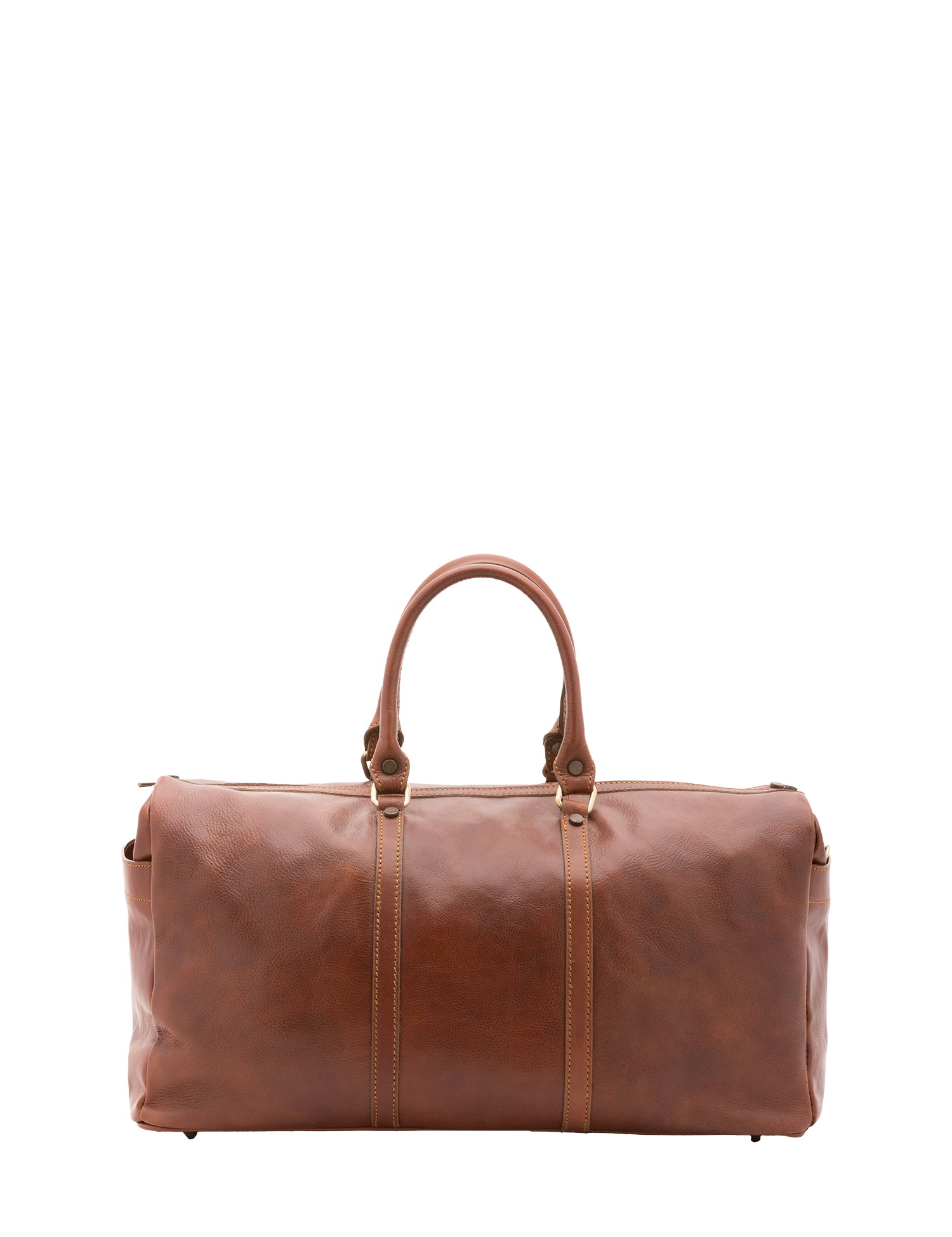 Borsa da viaggio unisex vera pelle 100% cotone 4546-MARRONE Alessia Firenze