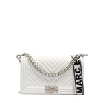 Borsa a mano da donna 100% PVC FLAT M-WHITE + OFF SILVER Marc Ellis
