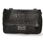 Camilla Borsa a tracolla da donna Pelle scamosciata croco 10029-NERO Gave Lux