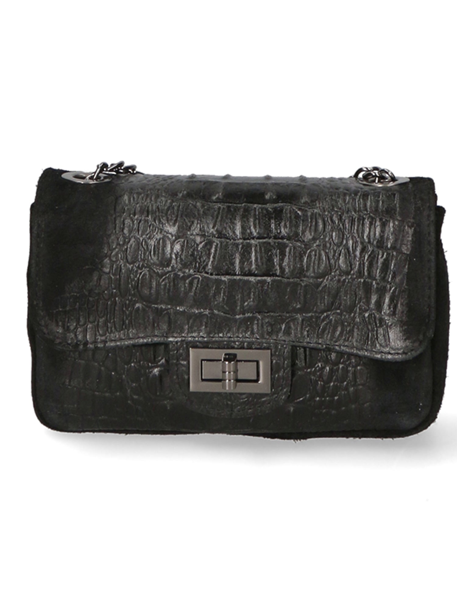 Camilla Borsa a tracolla da donna Pelle scamosciata croco 10029-NERO Gave Lux
