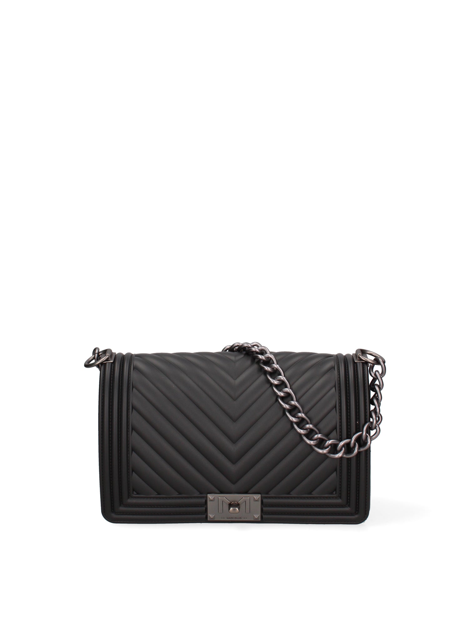 Borsa a mano da donna 100% Pvc FLAT-M 24-BLACK - SATIN CDF Marc Ellis