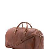 Borsa da viaggio unisex vera pelle 100% cotone 4038-MARRONE Alessia Firenze