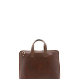 Borsa a mano unisex in vera pelle 100% cotone 4453-TESTA DI MORO Alessia Firenze