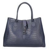 Aurora Borsa a mano da donna Vera pelle croco 05698-C26 BLU SCURO Gave Lux