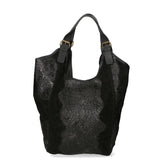 Denise Borsa a spalla da donna Pelle scamosciata stampata 80011-NERO BLACK Gave Lux