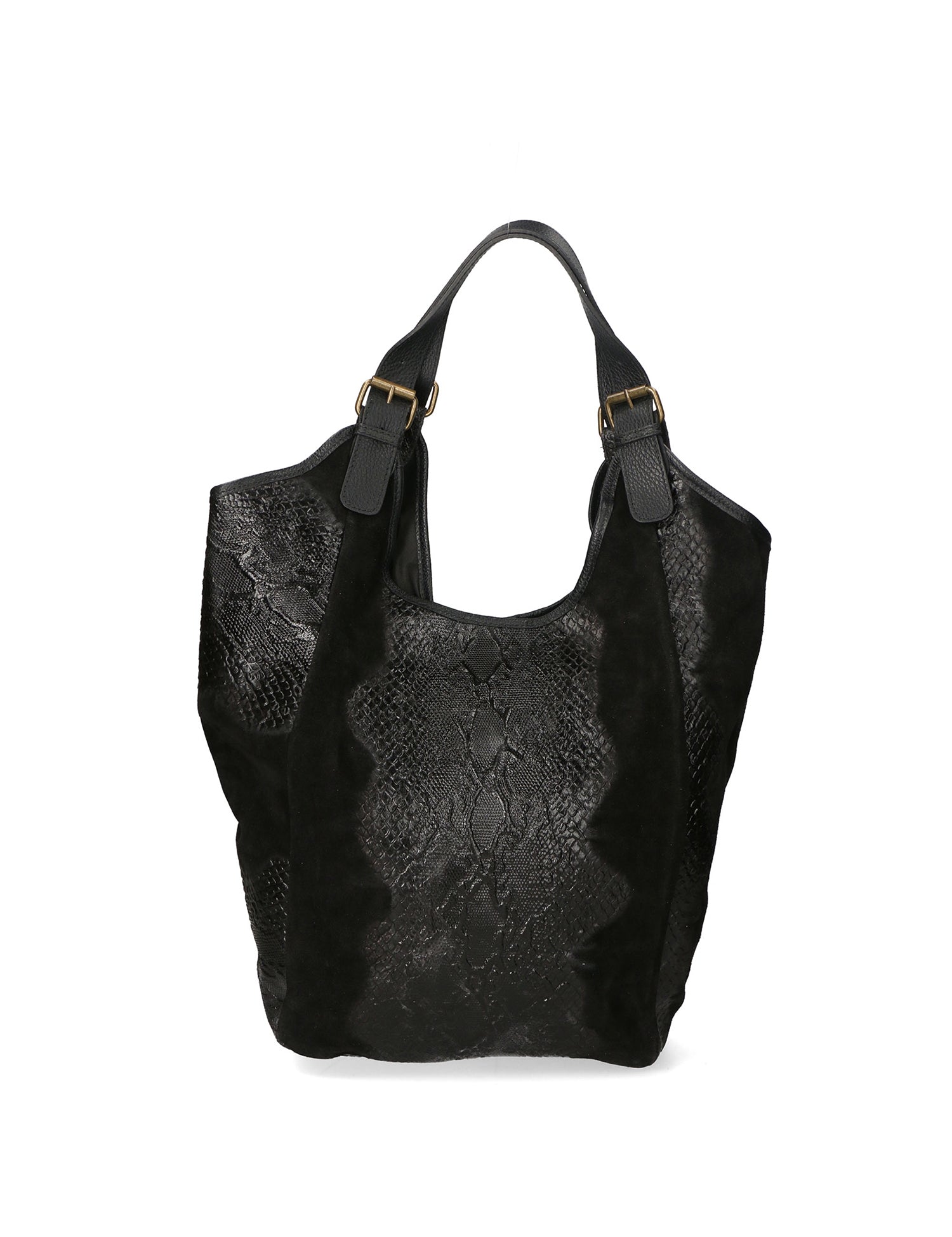 Denise Borsa a spalla da donna Pelle scamosciata stampata 80011-NERO BLACK Gave Lux