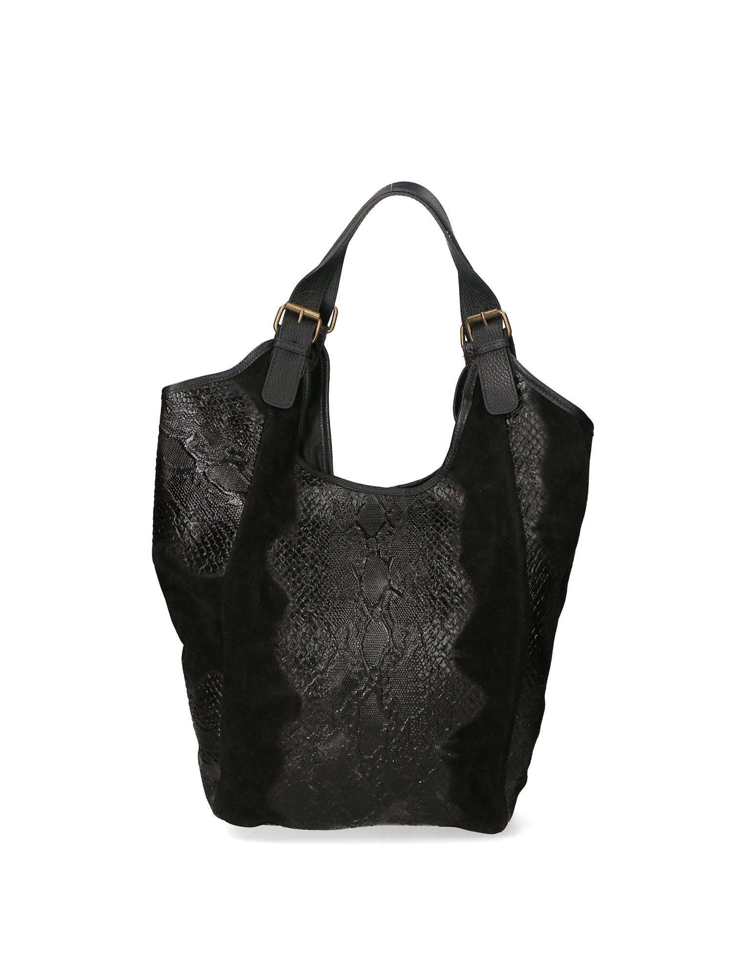 Denise Borsa a spalla da donna Pelle scamosciata stampata 80011-NERO BLACK Gave Lux