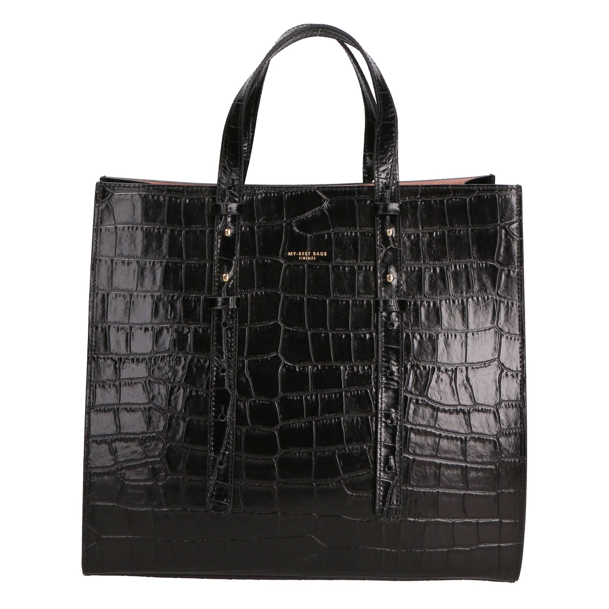 Borsa a mano da donna Vera pelle croco MYB-7004-SSCOCCO-C28 NERO My Best Bag