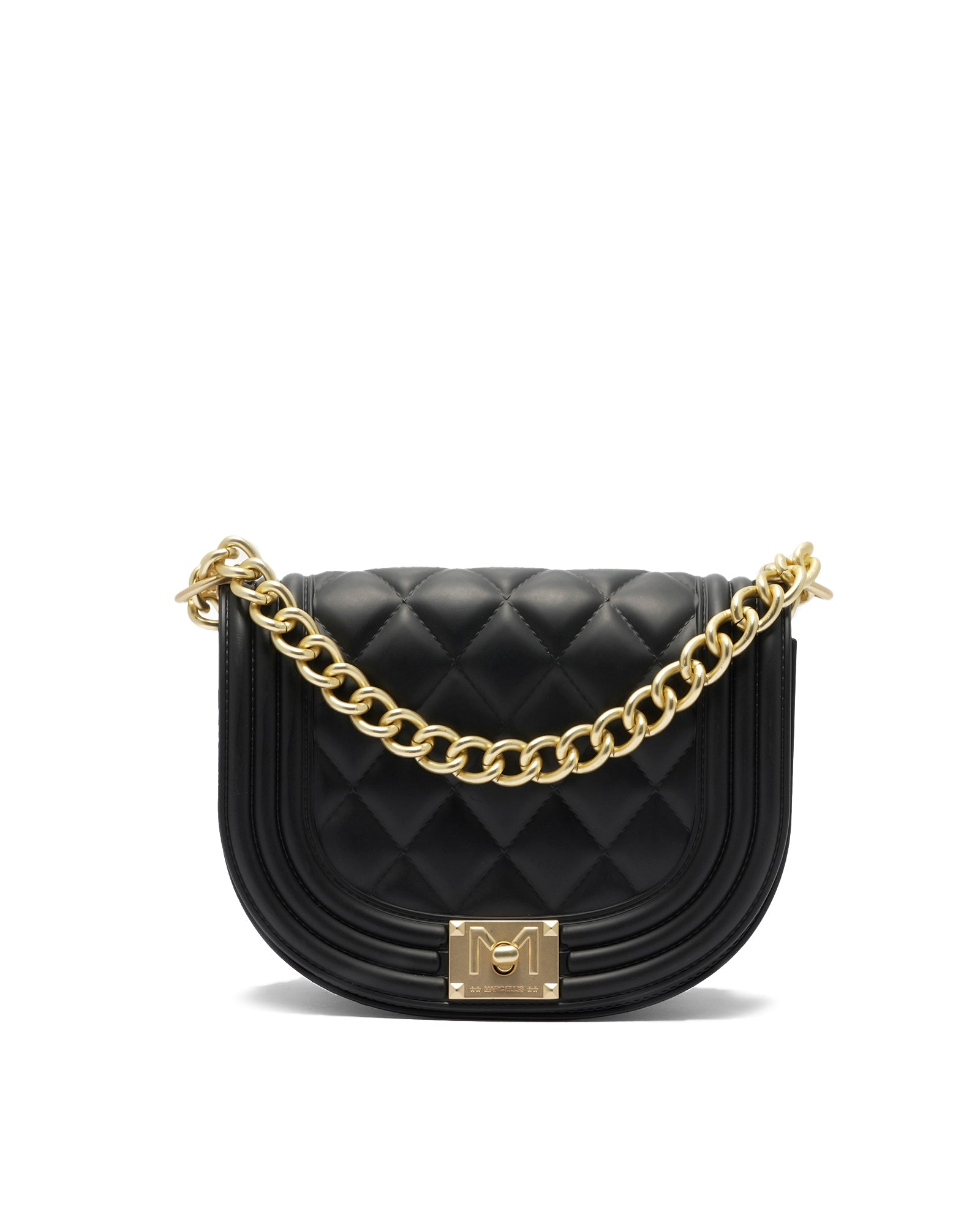 Borsa a mano da donna 100% PVC FLAT ZOE-BLACK + OFF GOLD Marc Ellis