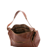 Borsa da viaggio unisex in vera pelle 100% cotone 4037-MARRONE Alessia Firenze
