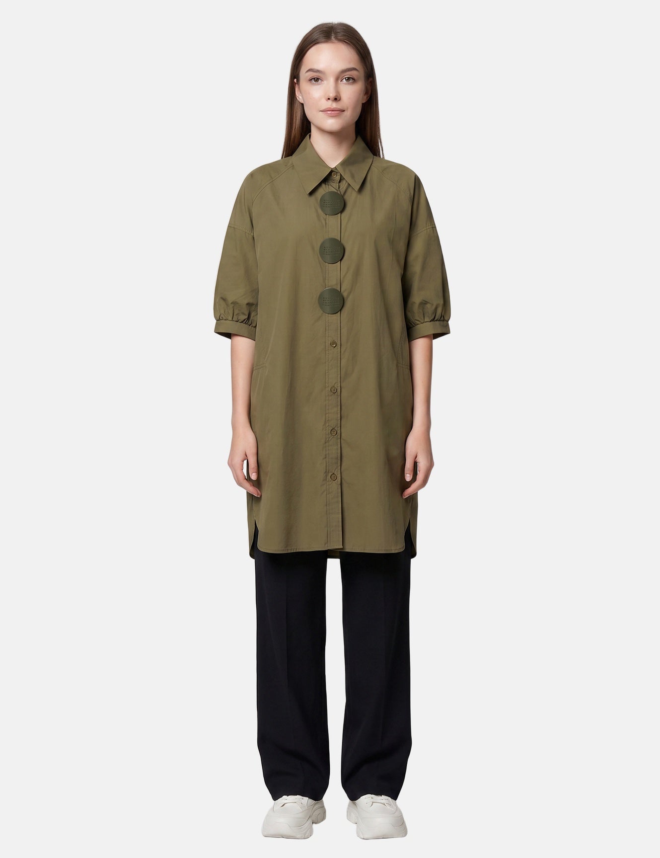 Vestito in Cotone Verde Militare