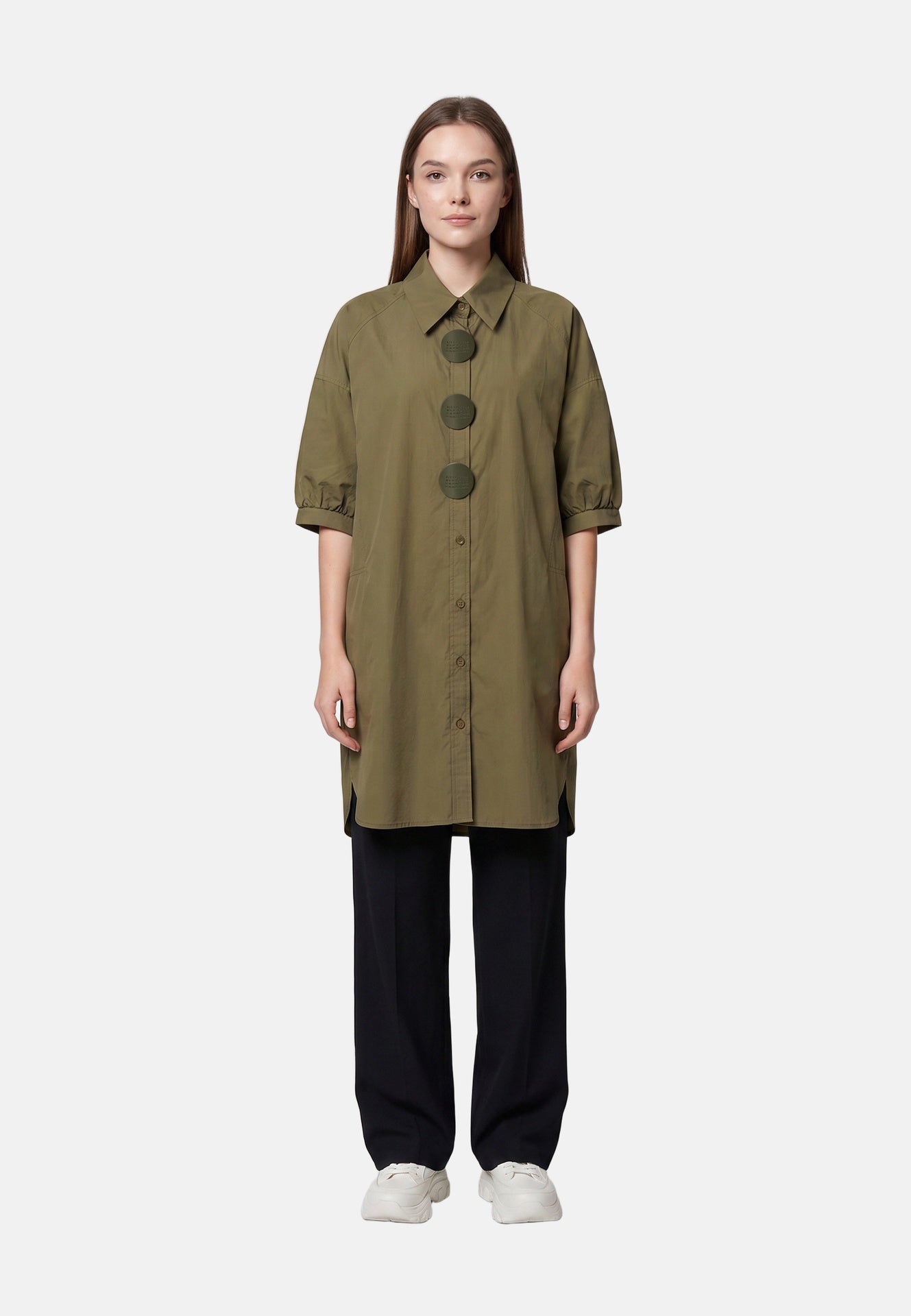 Vestito in Cotone Verde Militare