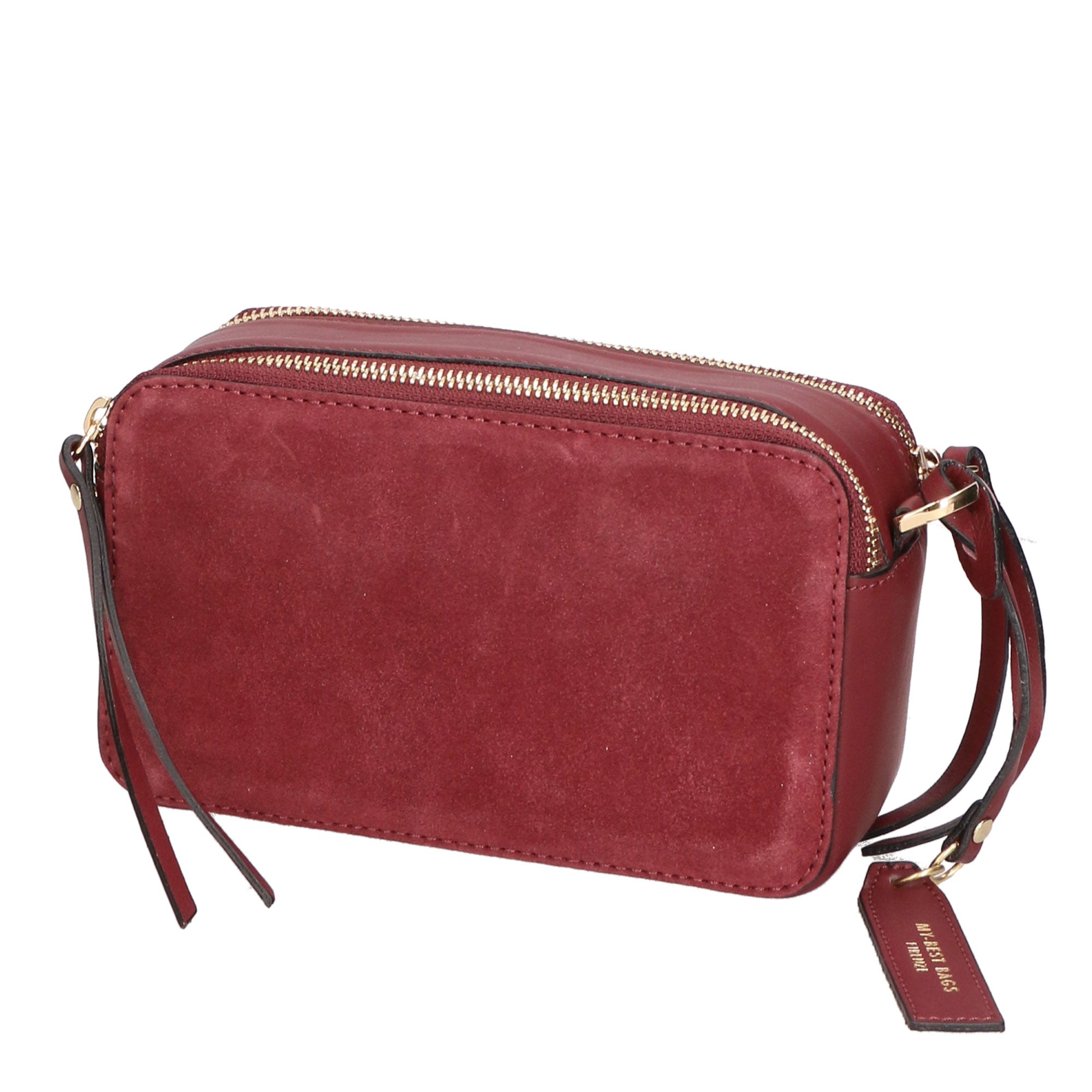 Borsa a tracolla da donna Vera pelle e suede MYB-6019-FW-04121 BORDO My Best Bag