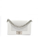 Borsa a mano da donna 100% Pvc FLAT S BALL-OFF BLANC + BRUSH SILVER Marc Ellis