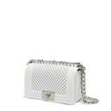 Borsa a mano da donna 100% Pvc FLAT S BALL-OFF BLANC + BRUSH SILVER Marc Ellis
