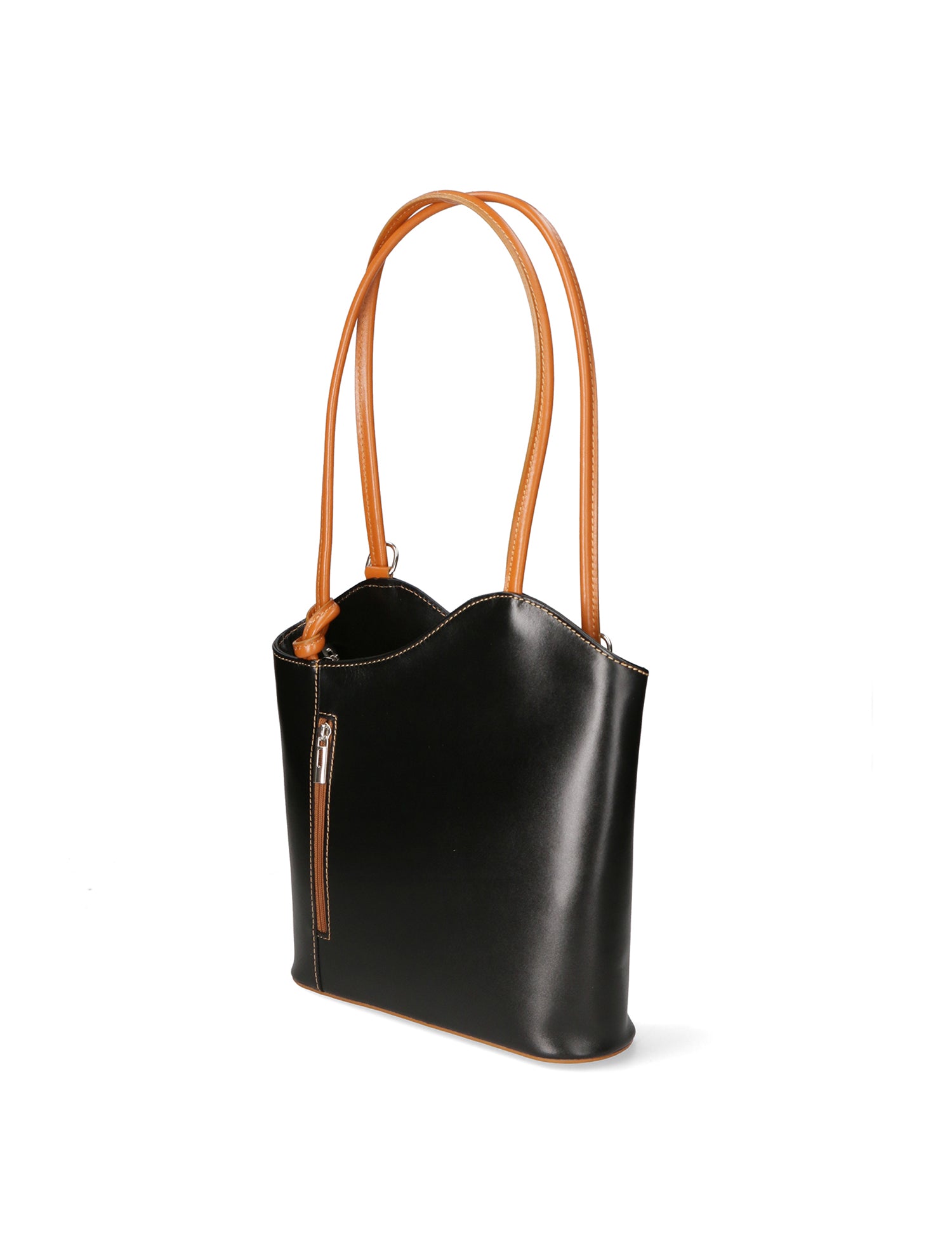 Fabiola Borsa a spalla da donna 100% pelle 9039-NERO CUOIO Gave Lux