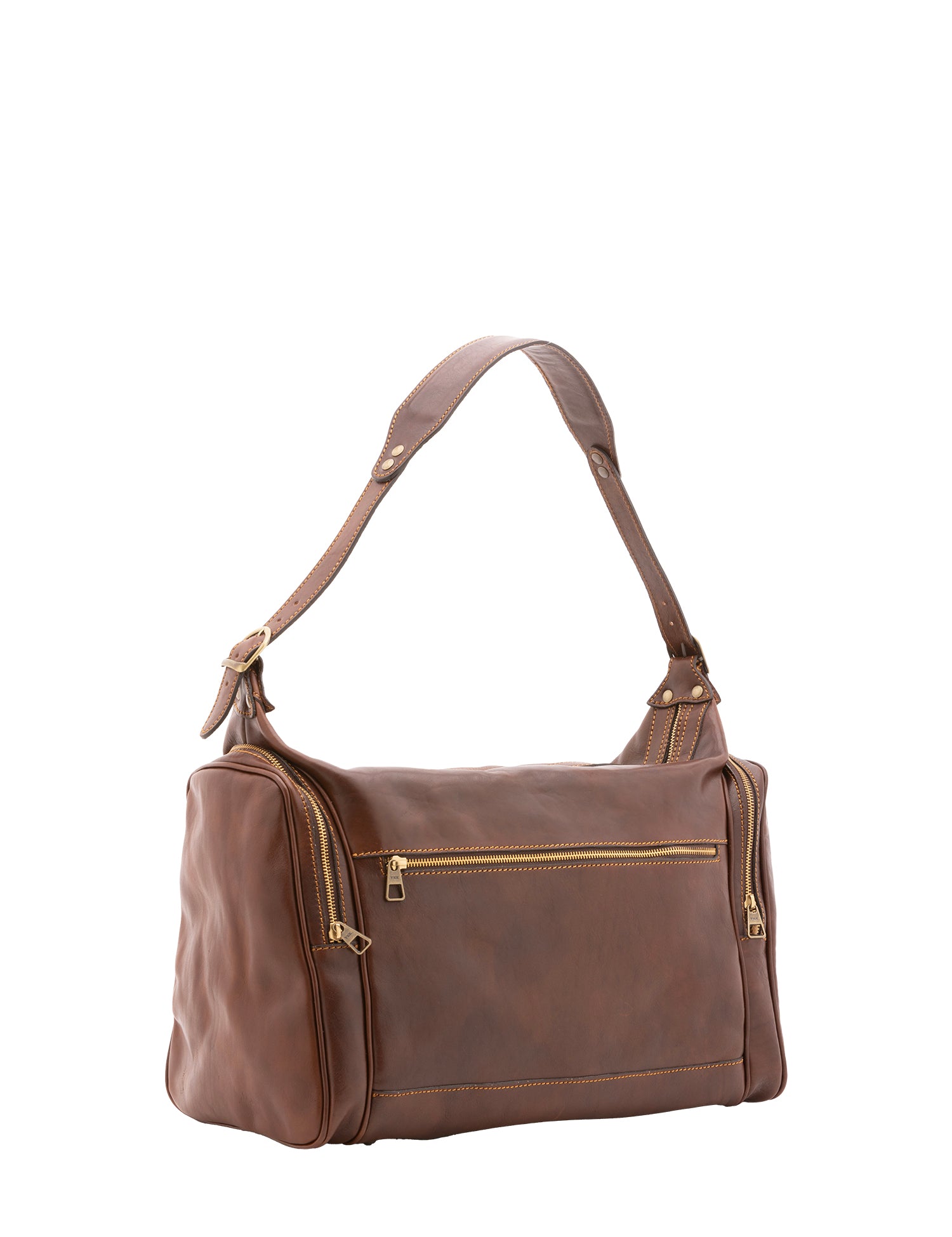 Borsa da viaggio unisex in vera pelle 100% cotone 4037-TESTA DI MORO Alessia Firenze