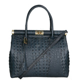 Deborah Borsa a mano da donna Pelle Croco Stampata 7727-C26 BLU SCURO Gave Lux