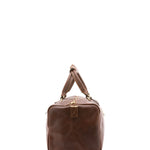 Borsa da viaggio unisex in vera pelle 100% cotone 4311-TESTA DI MORO Alessia Firenze