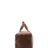 Borsa da viaggio unisex in vera pelle 100% cotone 4311-TESTA DI MORO Alessia Firenze