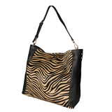 Asia Borsa a spalla da donna Vera pelle 05475-ZEBRA CUOIO NERO Gave Lux