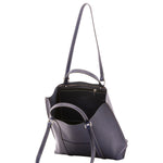 Borsa a spalla unisex in vera pelle Made in Italy 4610-BLU Alessia Firenze