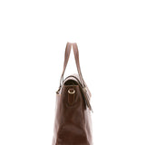 Borsa da viaggio unisex in vera pelle 100% cotone 4066-TESTA DI MORO Alessia Firenze