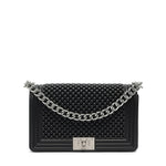 Borsa a mano da donna 100% Pvc FLAT M BALL-BLACK + SILVER Marc Ellis