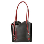 Fabiola Borsa a spalla da donna 100% pelle 9039-NERO ROSSO Gave Lux