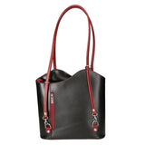 Fabiola Borsa a spalla da donna 100% pelle 9039-NERO ROSSO Gave Lux