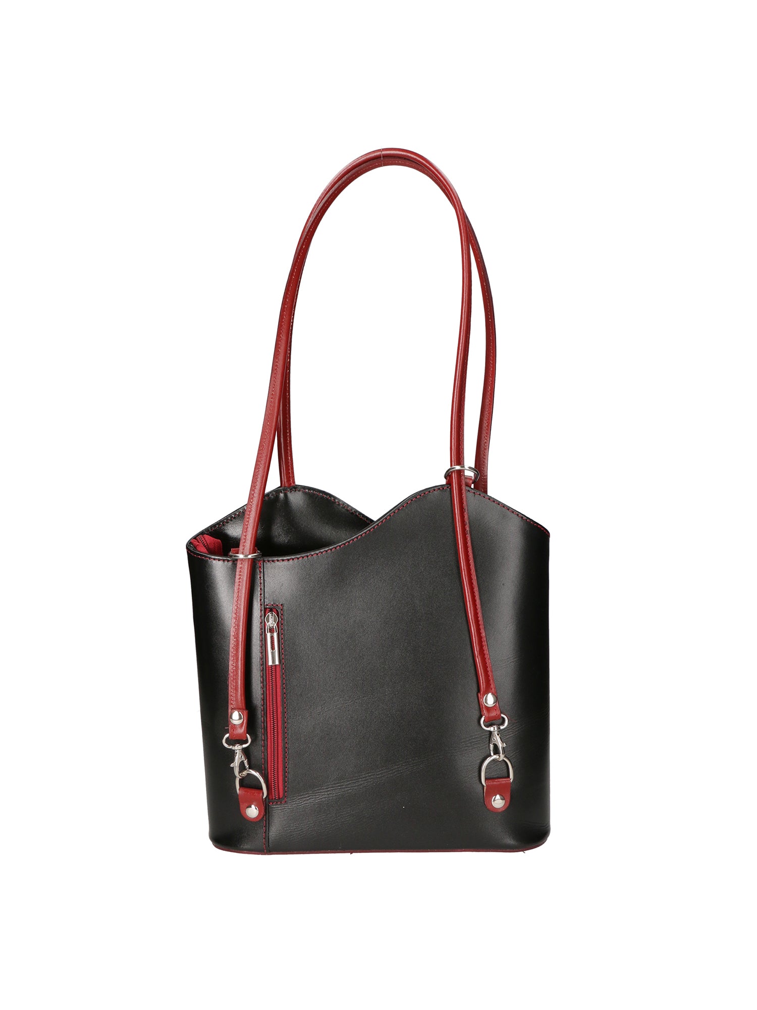 Fabiola Borsa a spalla da donna 100% pelle 9039-NERO ROSSO Gave Lux