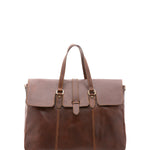 Borsa da viaggio unisex in vera pelle 100% cotone 4066-TESTA DI MORO Alessia Firenze