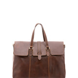 Borsa da viaggio unisex in vera pelle 100% cotone 4066-TESTA DI MORO Alessia Firenze