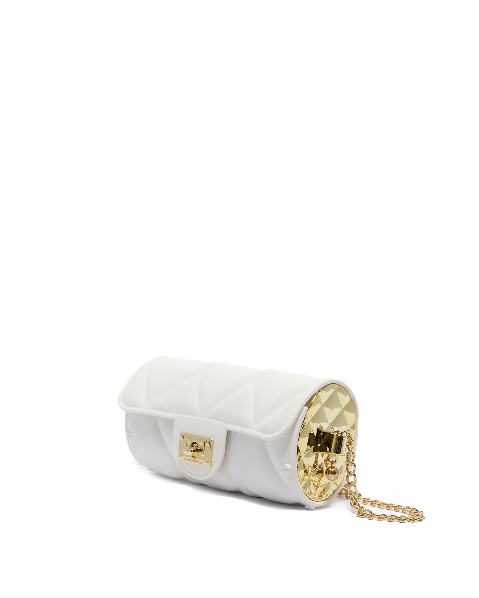 Borsa a mano da donna 100% Pvc FLAT MOON-OFF BLANC + GOLD Marc Ellis