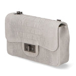 Camilla Borsa a tracolla da donna Pelle scamosciata croco 10029-GRIGIO Gave Lux