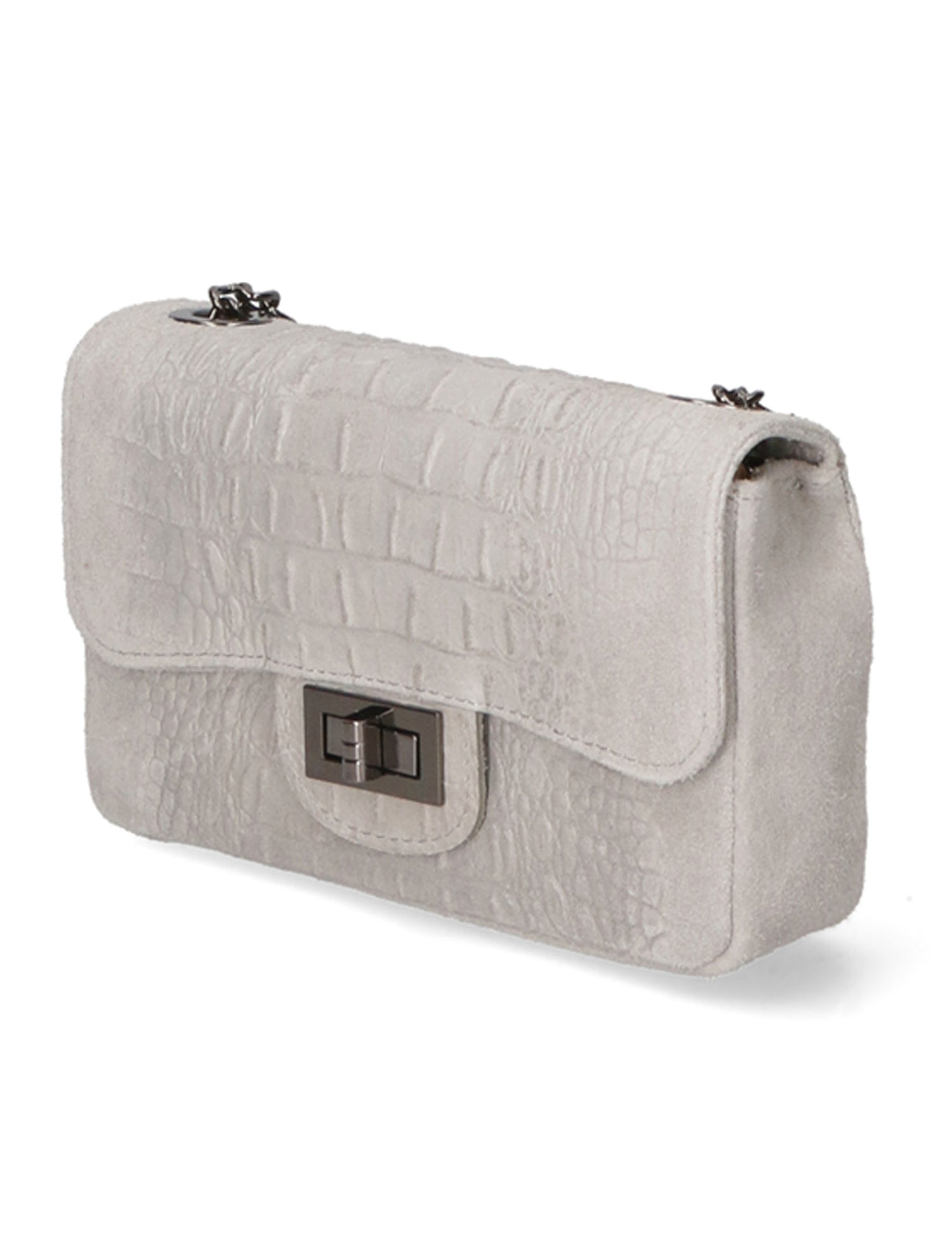 Camilla Borsa a tracolla da donna Pelle scamosciata croco 10029-GRIGIO Gave Lux