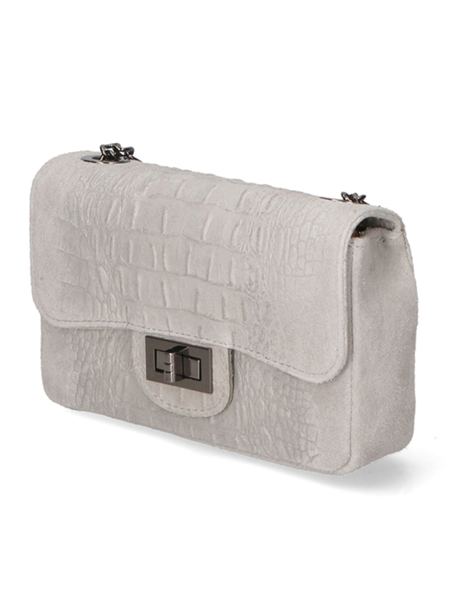 Camilla Borsa a tracolla da donna Pelle scamosciata croco 10029-GRIGIO Gave Lux
