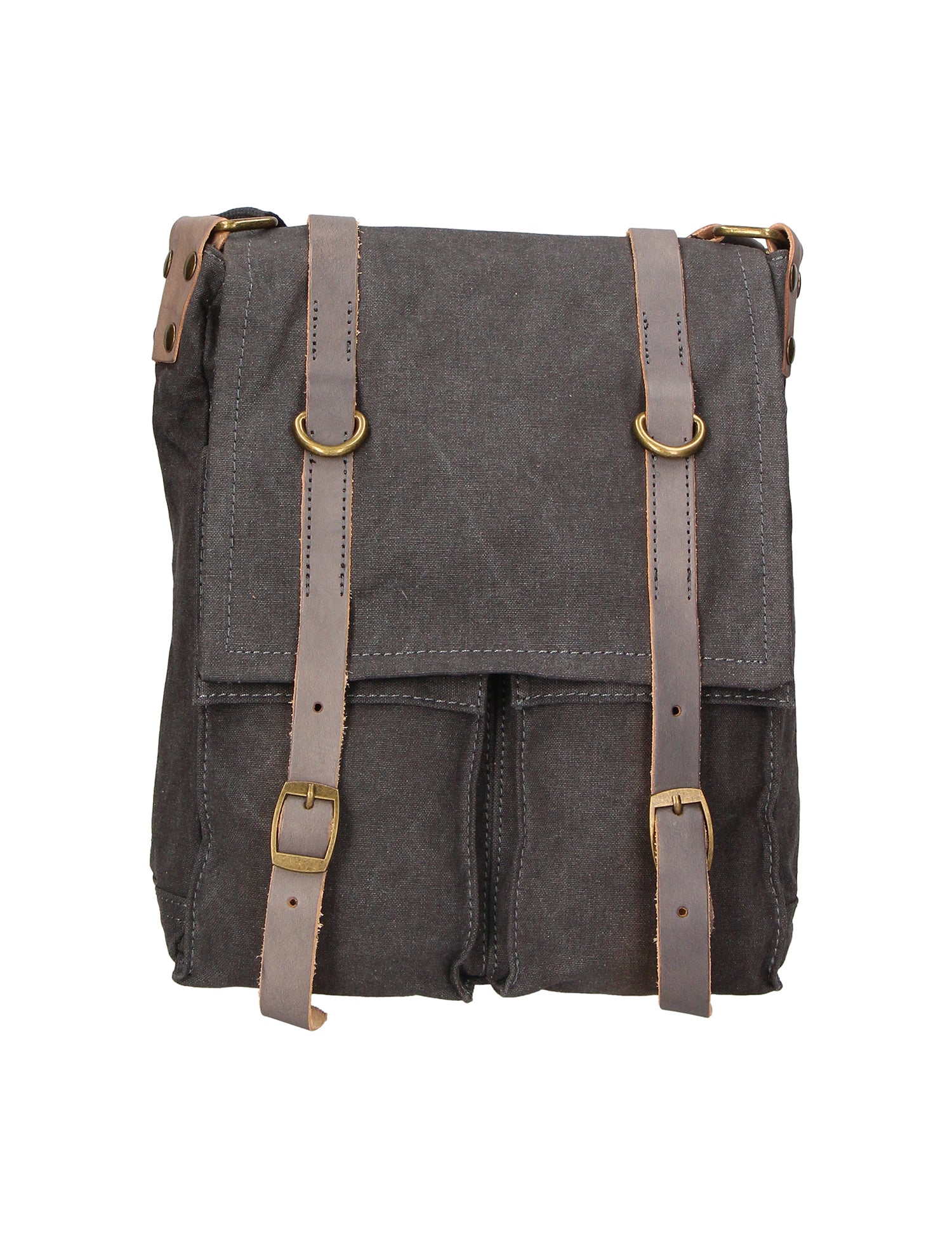 Milena Borsa a tracolla unisex Canvas e vera pelle ZG3009-NERO BLACK Gave Lux